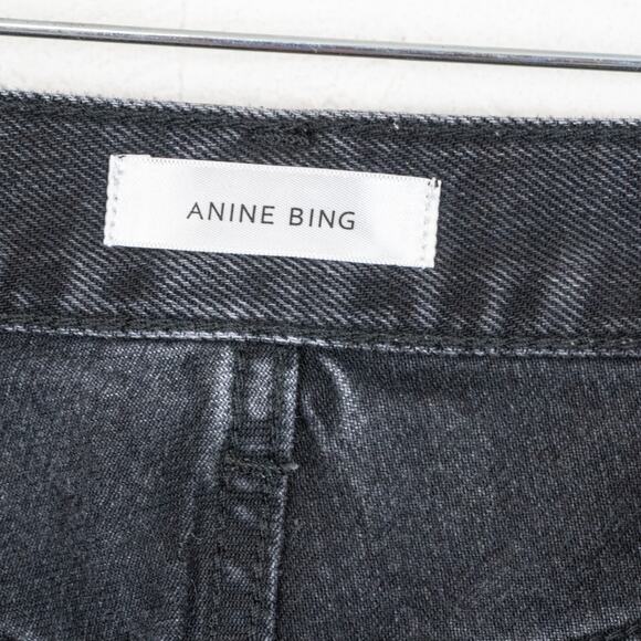 Anine Bing Bonnie Raw Hem Cutoff Denim Shorts washed black sz 25 - Picture 3 of 10